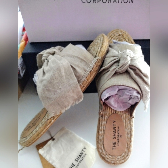 NIB🔥Adorable, Natural Linen, BOHO  Bow-Tie Espadrilles by Shanty🖤 Sz 8 - Picture 2 of 9